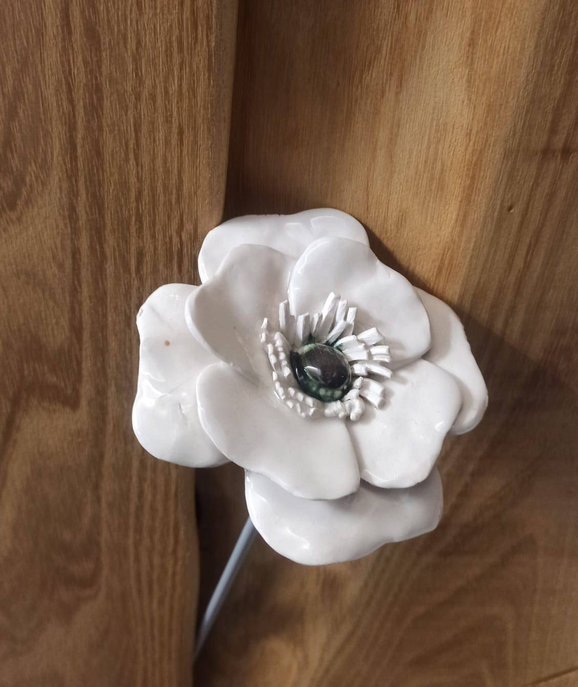 Anémone blanche — fleur en céramique, Éclosions Brutes
